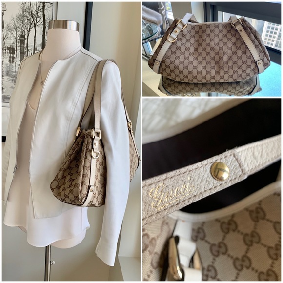 Gucci Handbags - Gucci Abbey Hobo Beige Monogram Bag